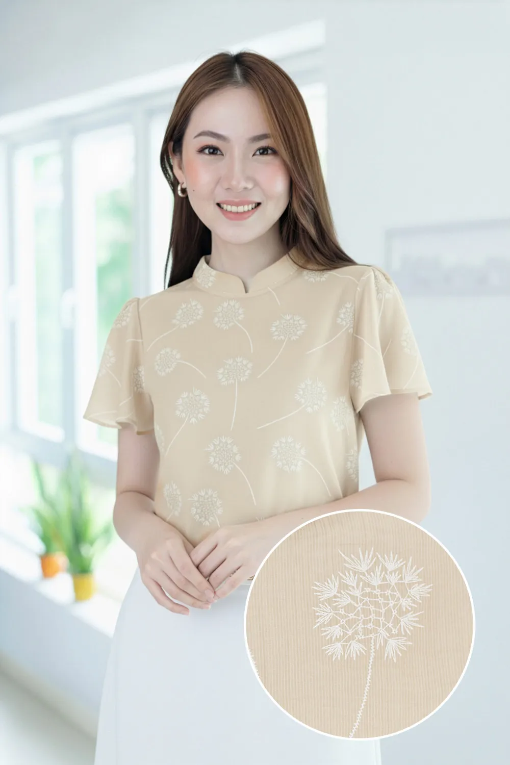 NT2520 Dandelion Butterfly Sleeve Blouse – Gauzy Oolong Tea