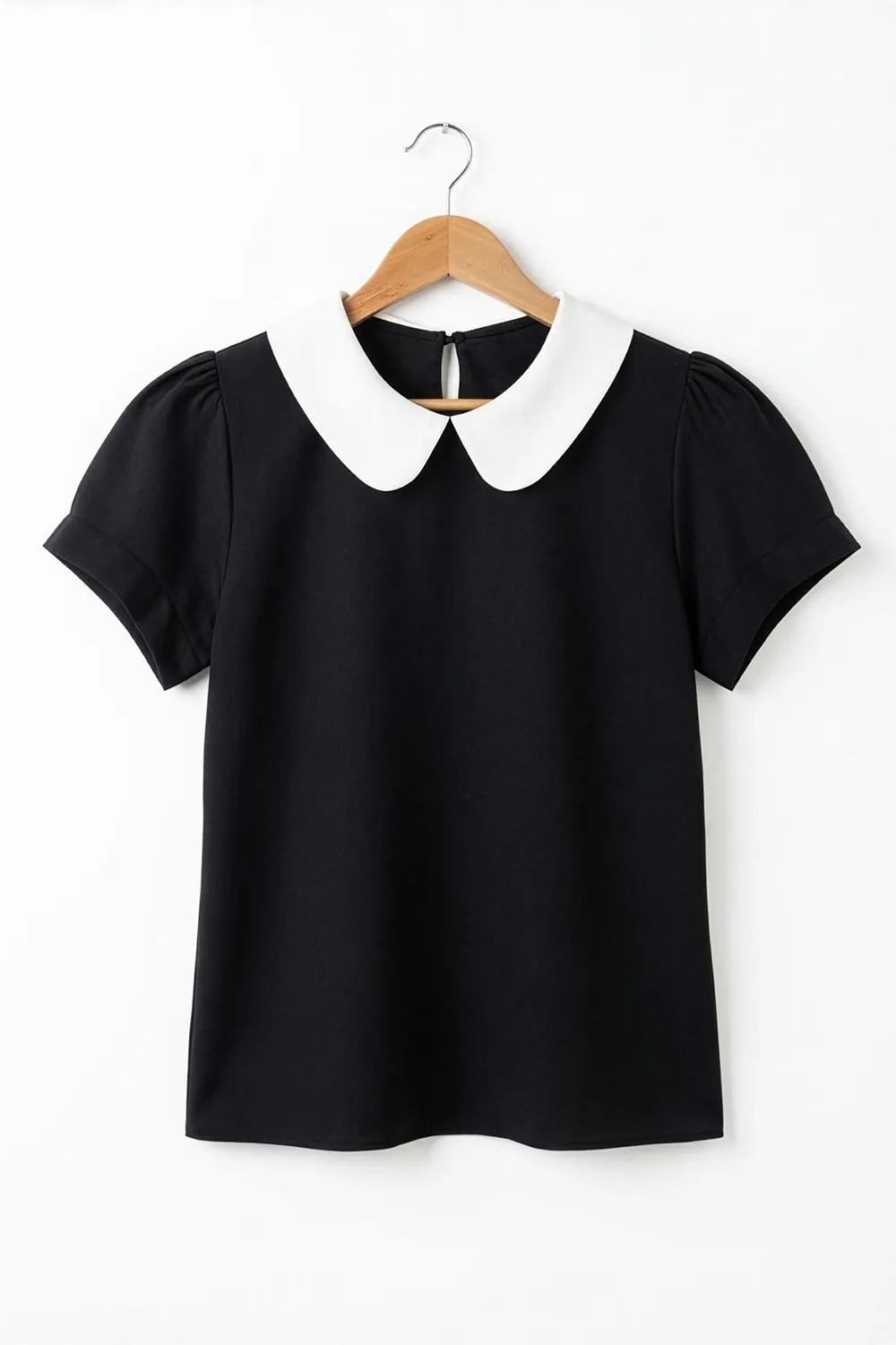 Alternative view of MT0106 Peter Pan Collar Folded Sleeve Blouse – BW