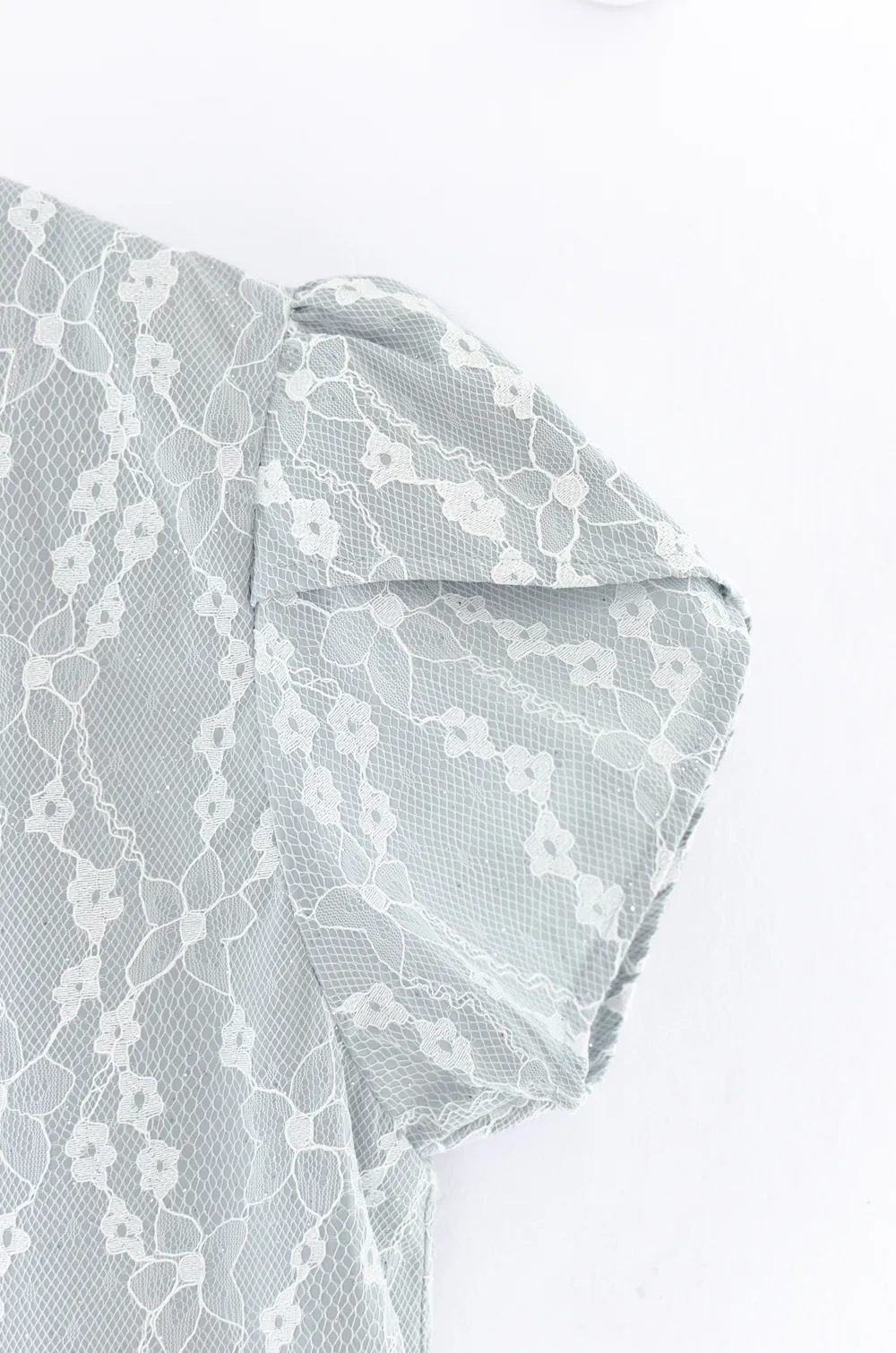MT0202 Lace Petal Sleeve Blouse – Light Grey - Image 3