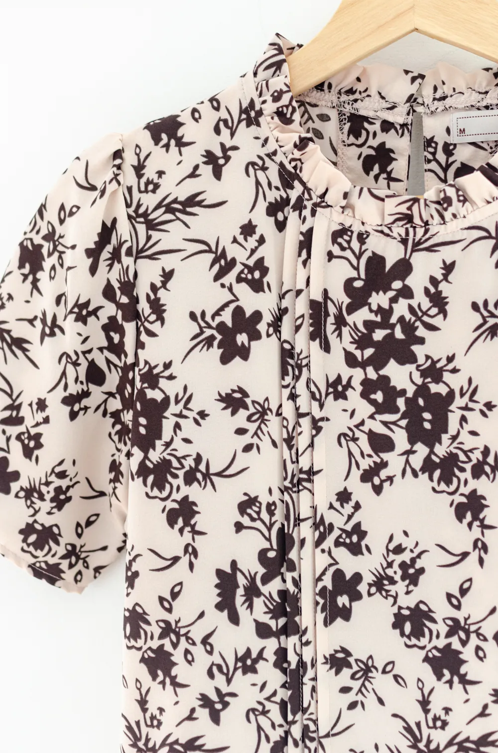 MT0401 Ruff Collar Pintuck Blouse – Nude Cream - Image 3