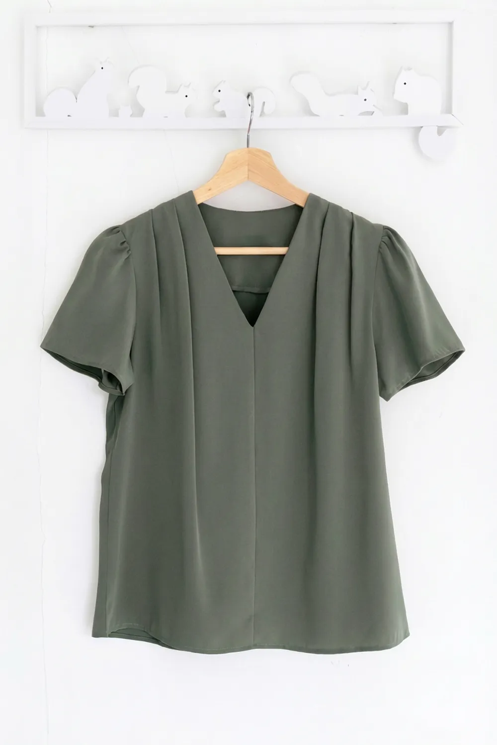Alternative view of MT0601 V-Collar Sophie Blouse – Sage Green