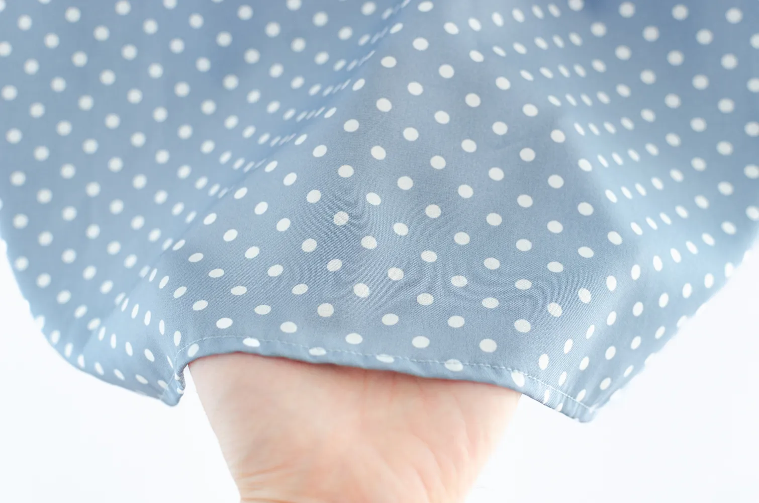 MT4101 Trimmed Peter Pan Dot Collar Blouse – Faded Blue - Image 3