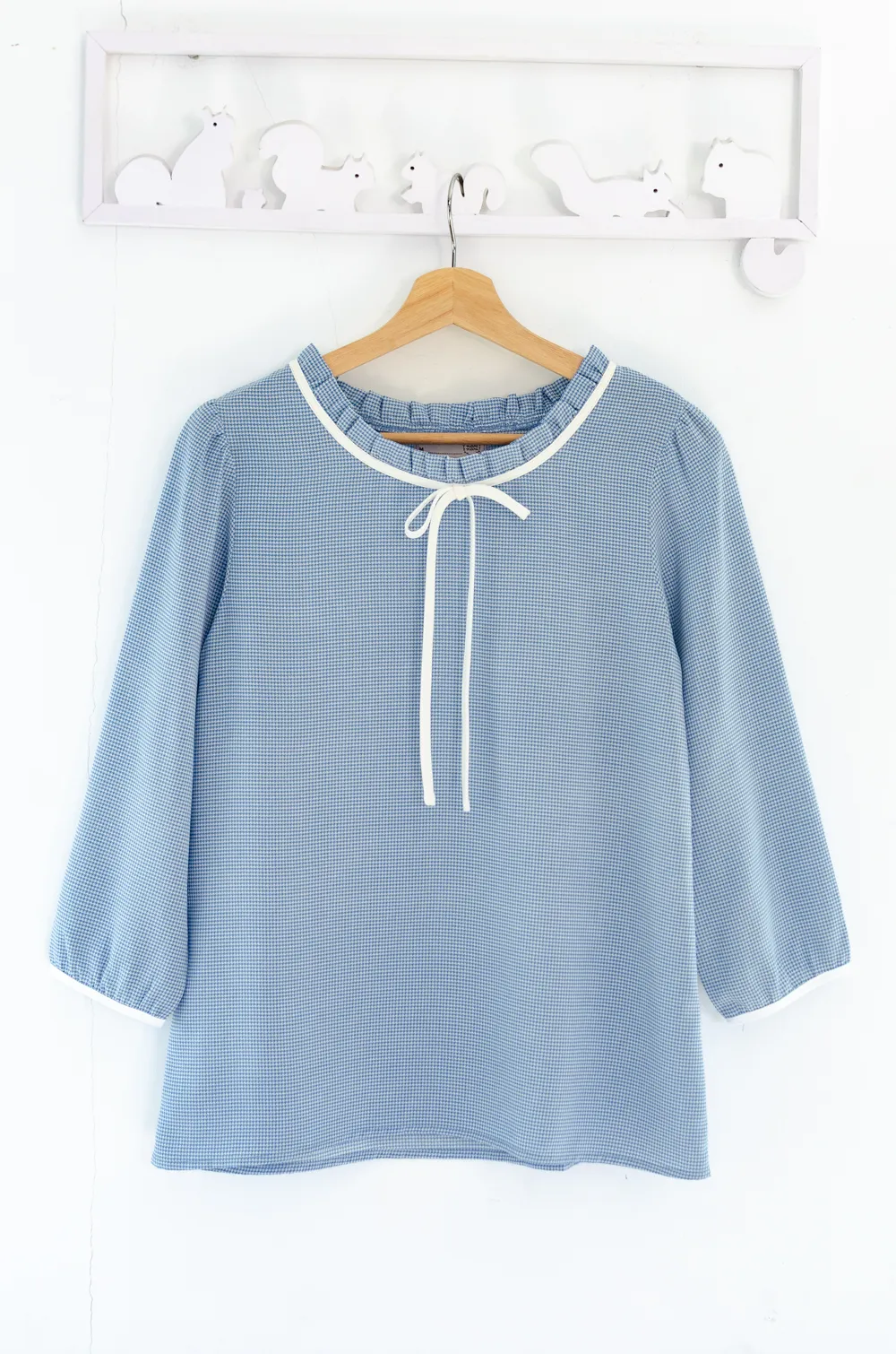 MT4834 Ruff Collar Shinori Blouse – Blue - Image 3