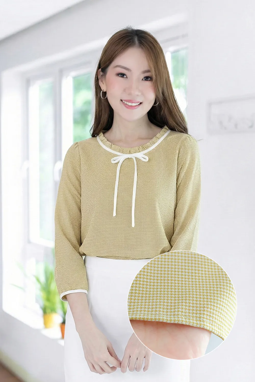 MT4834 Ruff Collar Shinori Blouse – Yellow