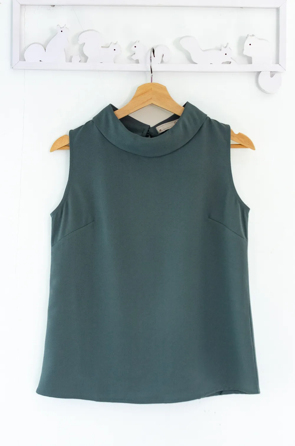 Alternative view of MT5500 High Neck Sleeveless Blouse – Dark Grey