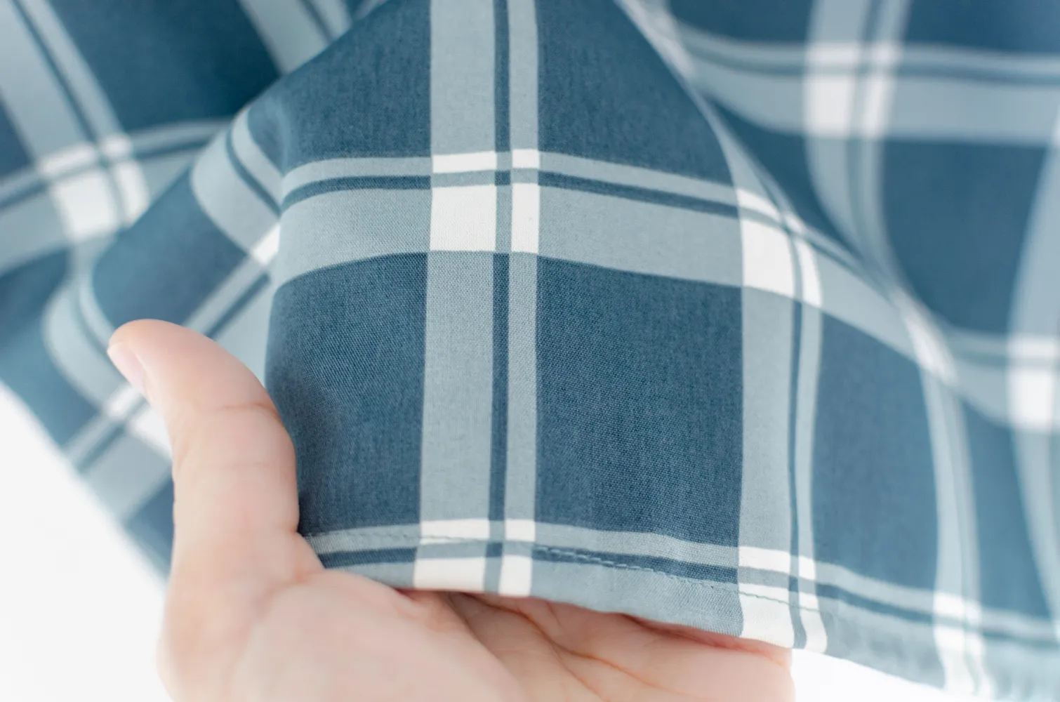 MT6547 Teal-Accent Folded Collar Blouse – Checkered Dusty Teal - Image 5