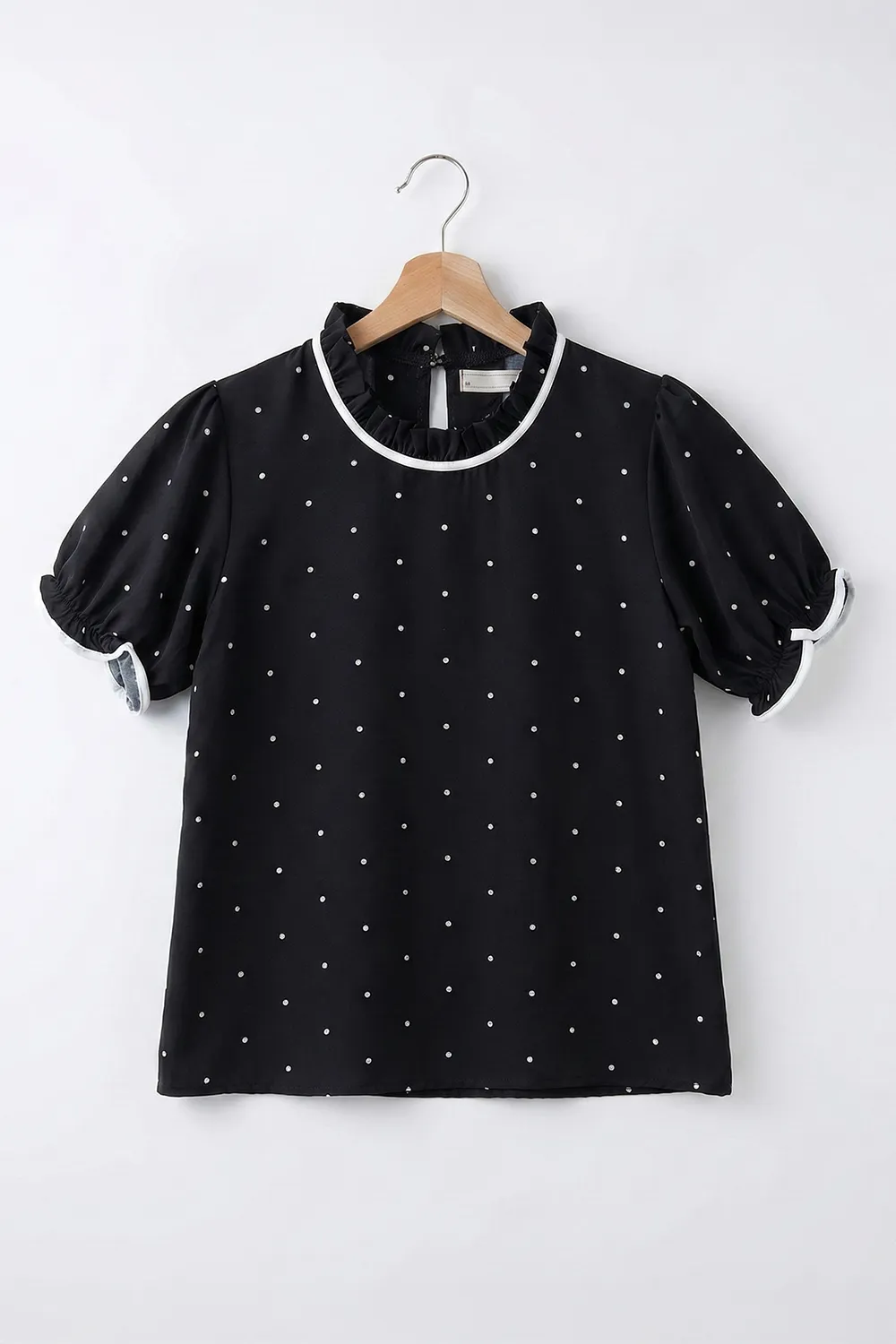 Alternative view of MT6753 Ruff Collar Puff Sleeve Blouse – Dot Black