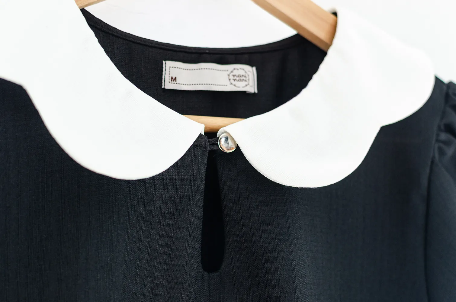 MT6906 Petal Collar Folded Sleeve Blouse – Black - Image 4