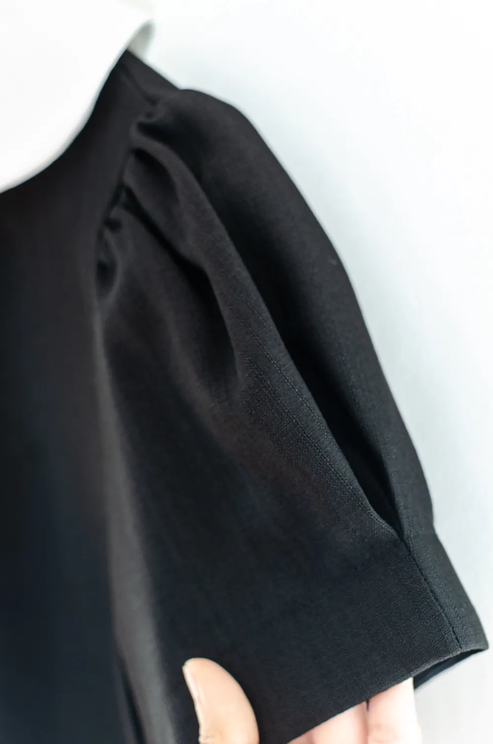 MT6906 Petal Collar Folded Sleeve Blouse – Black - Image 5