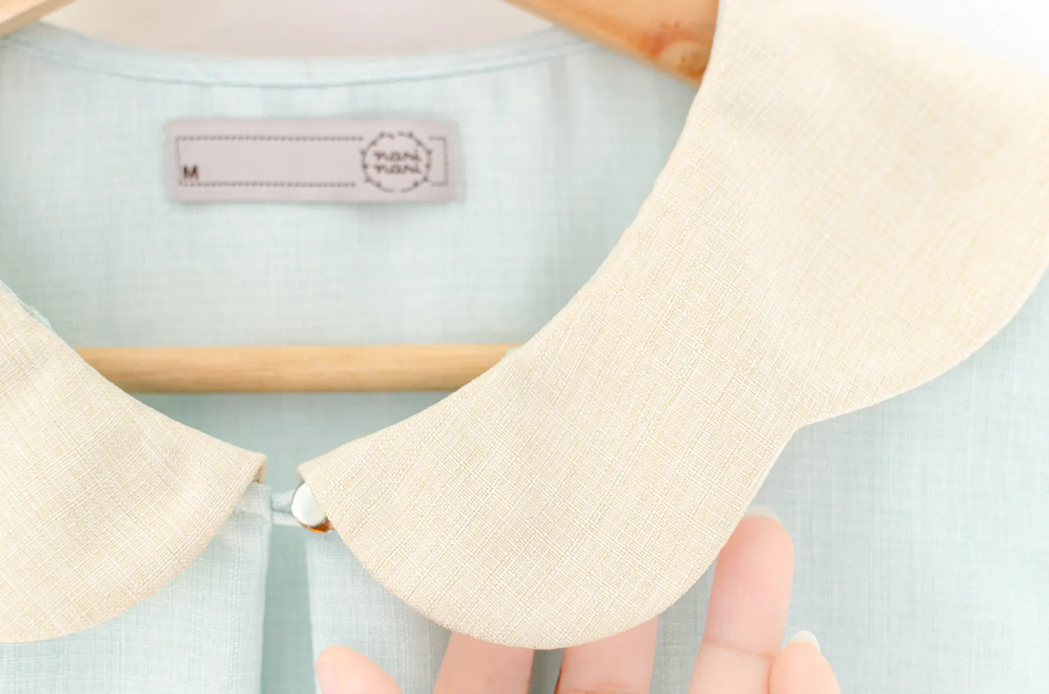 MT6906 Petal Collar Folded Sleeve Blouse – Mint Blue - Image 3