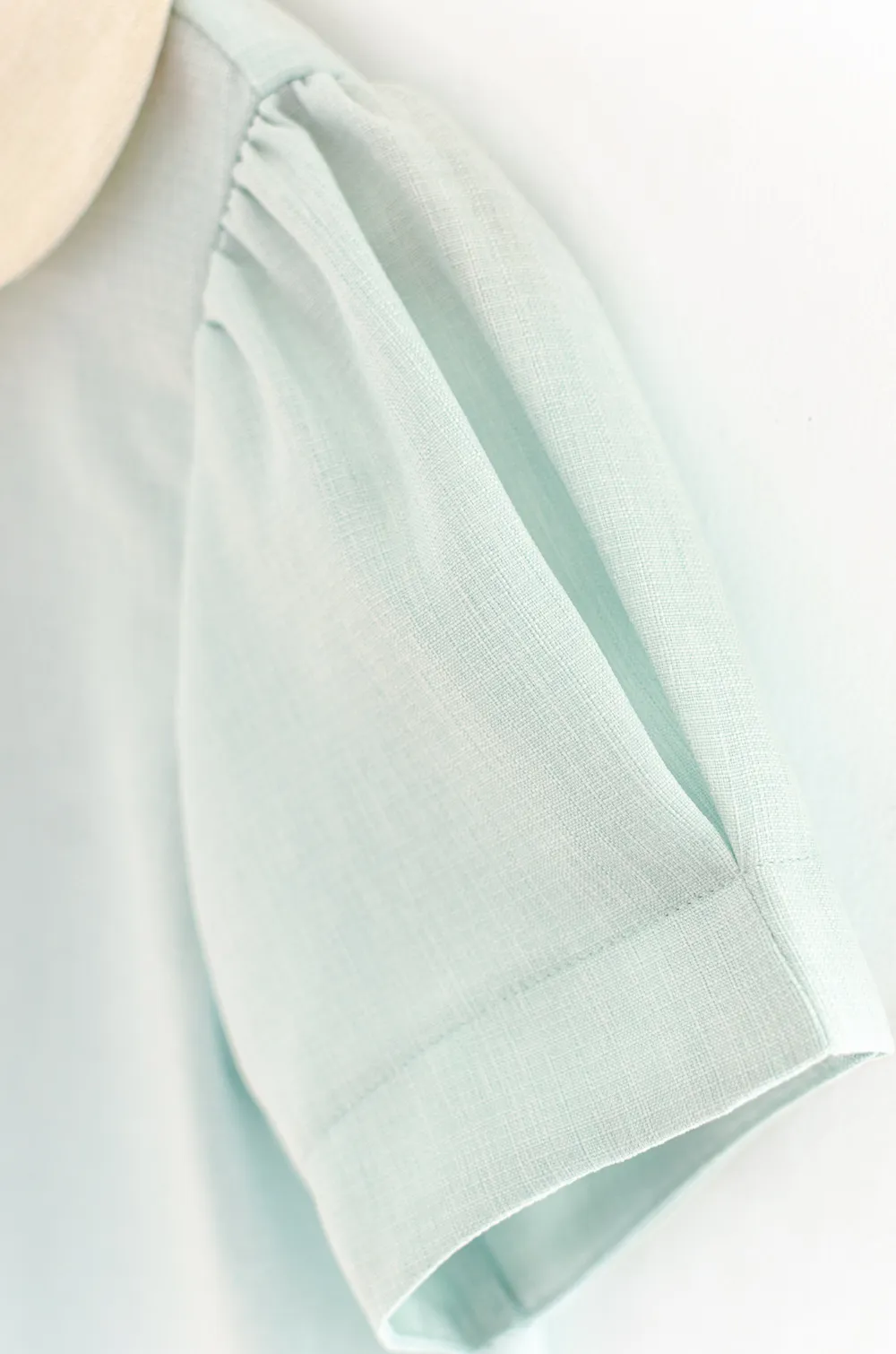 MT6906 Petal Collar Folded Sleeve Blouse – Mint Blue - Image 4