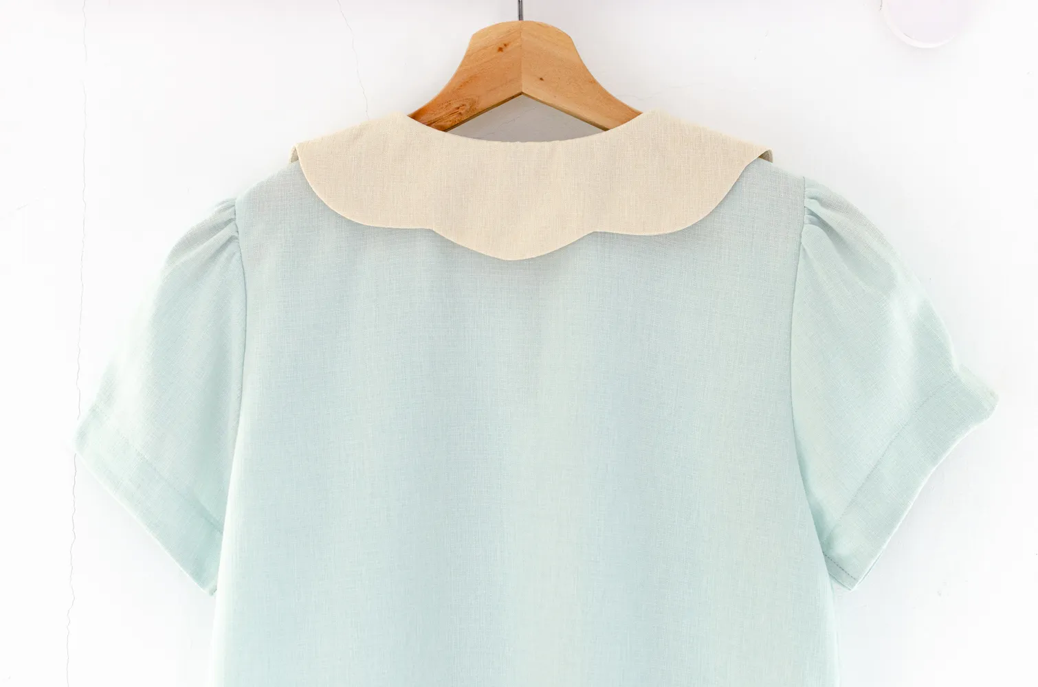 MT6906 Petal Collar Folded Sleeve Blouse – Mint Blue - Image 6