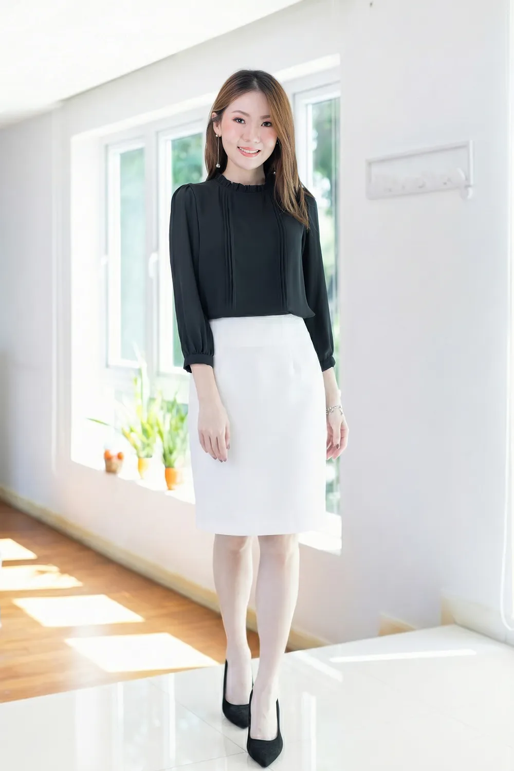PK01 Classic Pencil Skirt – White - Image 3
