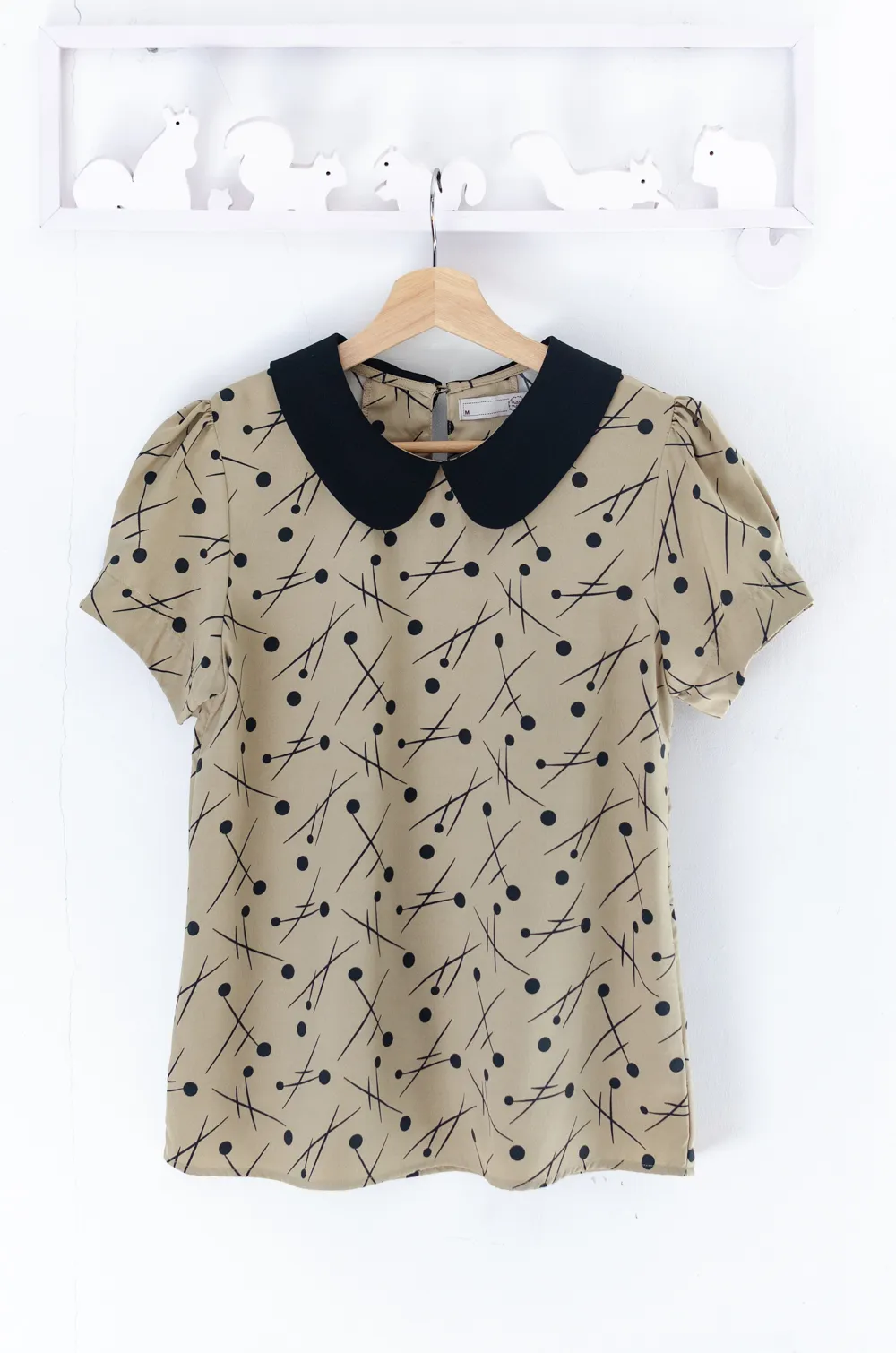 Alternative view of MT0106 Peter Pan Collar Folded Sleeve Blouse – Latte
