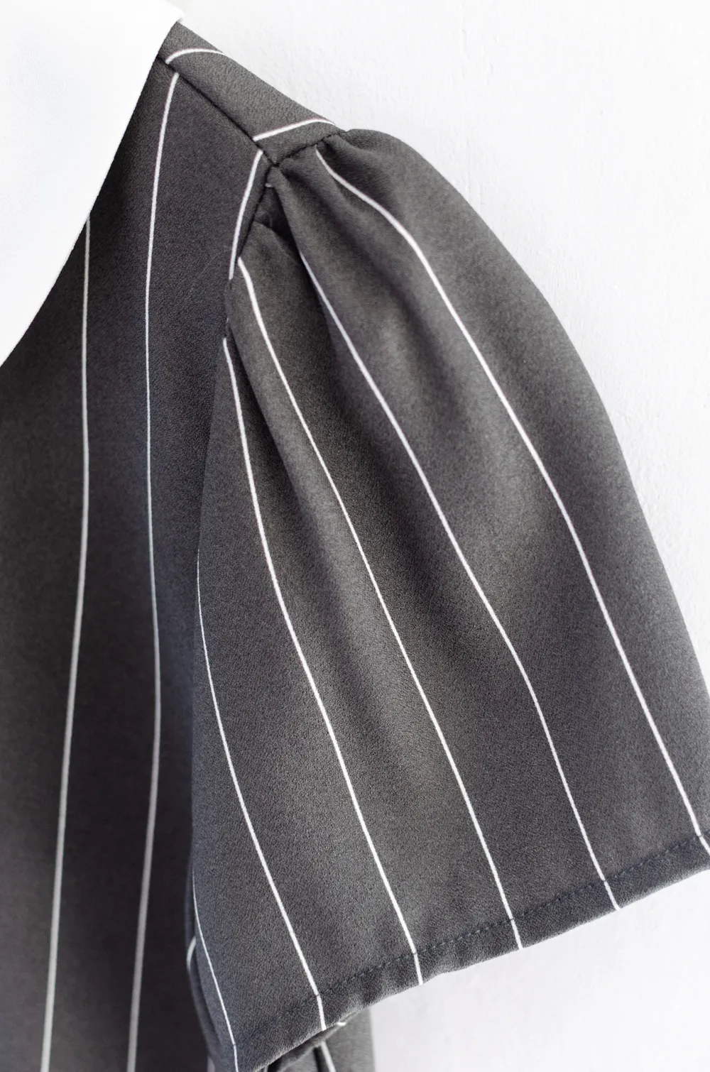 MT1301 Point Collar Stripe Blouse – Charcoal Grey - Image 5