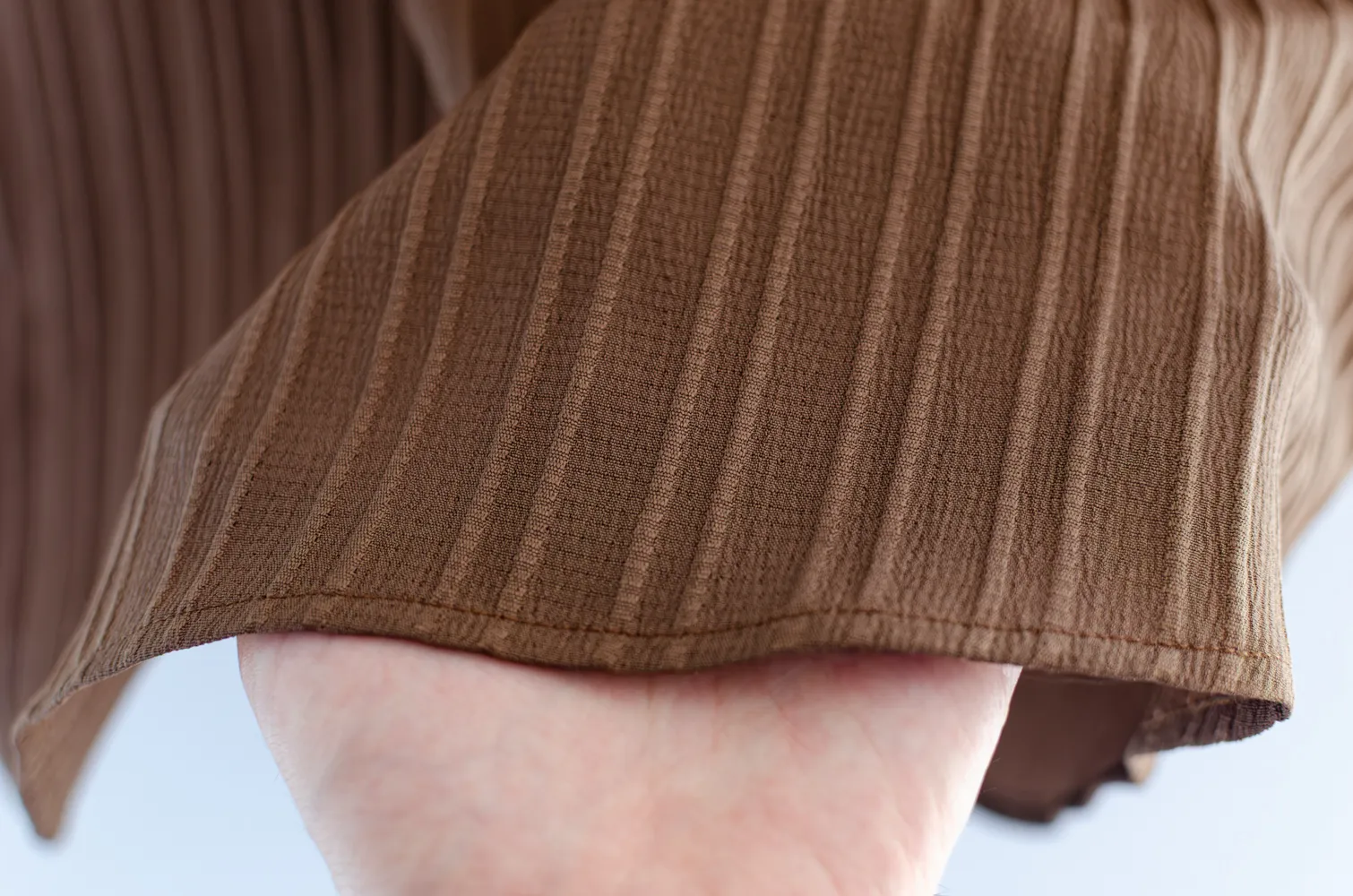 NT1059 Sided Collar Textured Blouse – Brown - Image 5