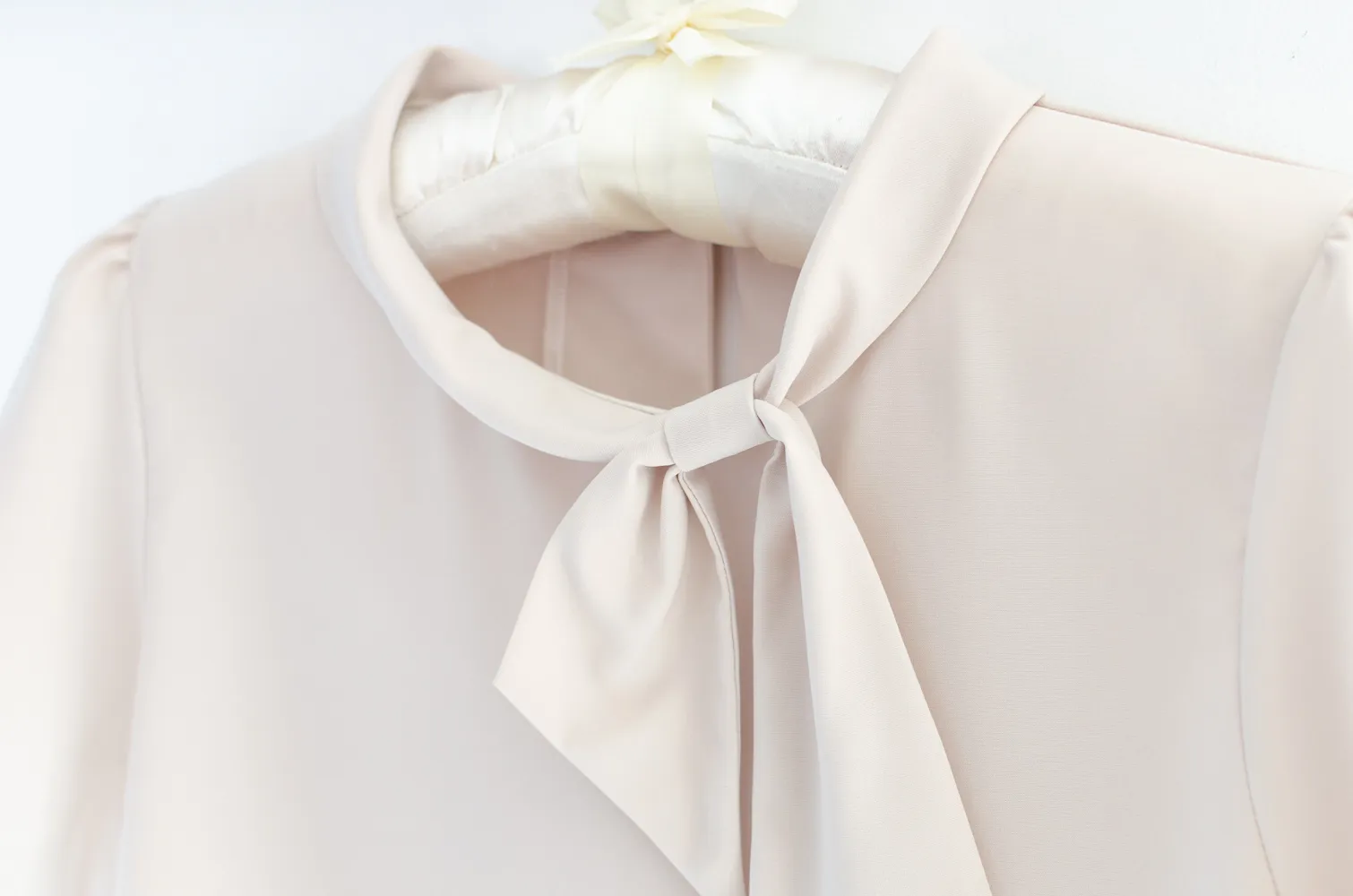 NT2522 Bow Collar Blouse – Oatmeal - Image 4