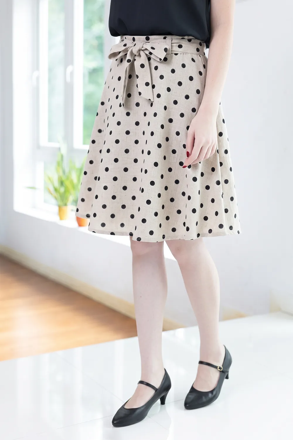 PK02 Polka Dot Sylvia Circle Skirt – Tweed Light Beige