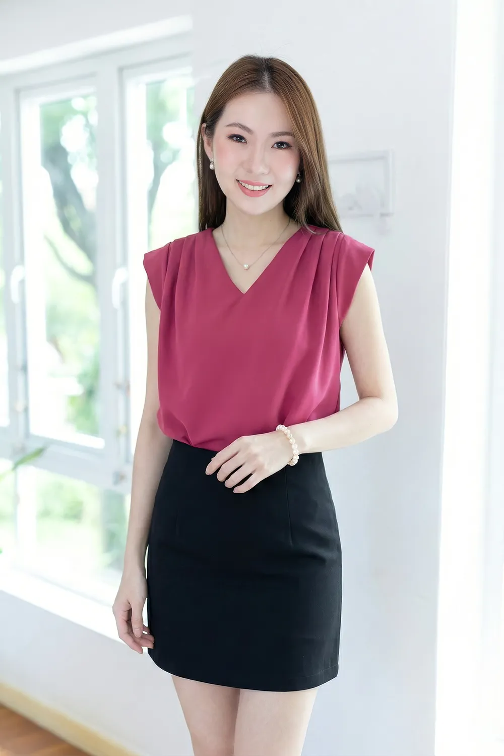 MT3100 Classic Sleeveless Blouse – Candy Pink - Image 7