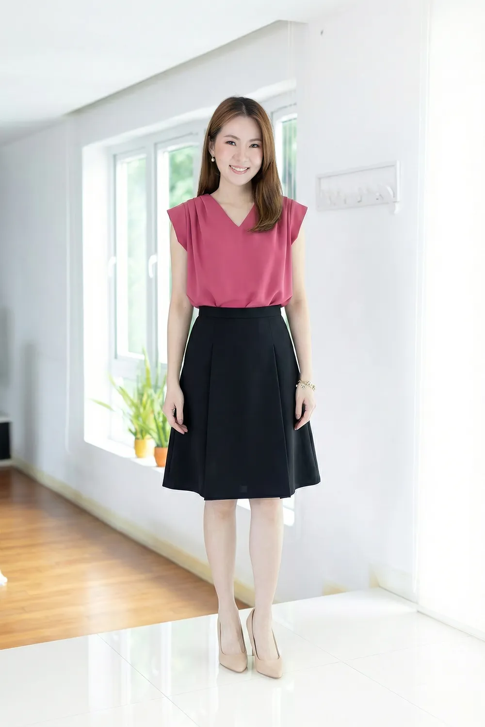 MT3100 Classic Sleeveless Blouse – Candy Pink - Image 4