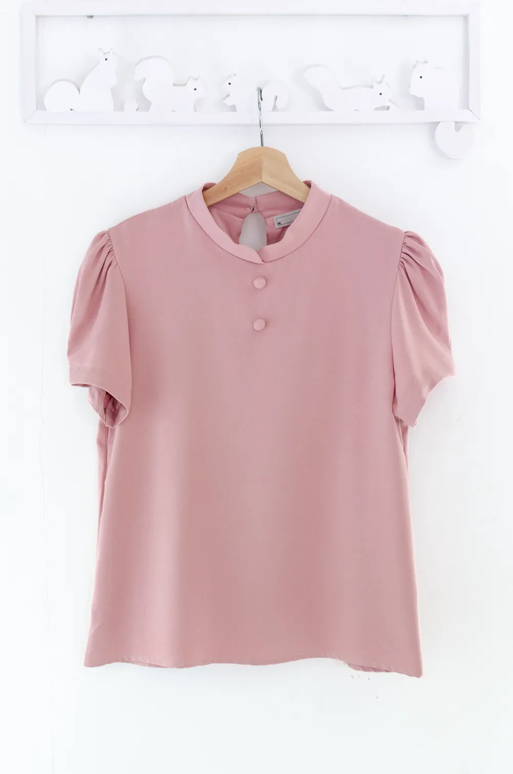 Alternative view of MT3906 Overlap Collar Double Button Blouse – Pink