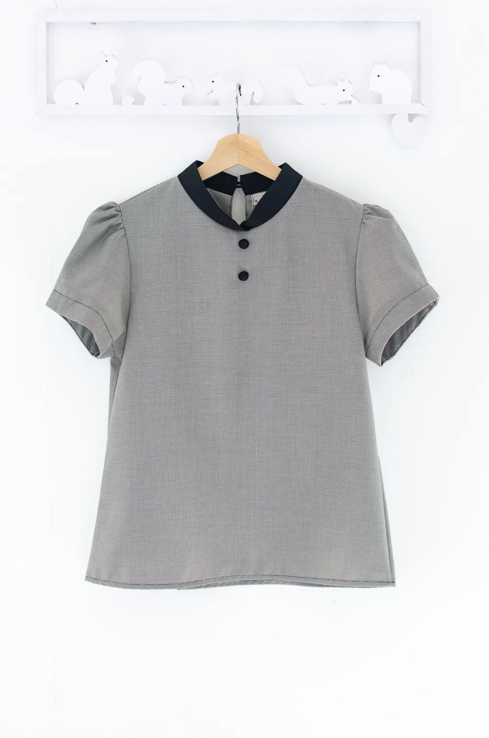 Alternative view of MT3906 Overlap Collar Double Button Blouse – Black Shinori