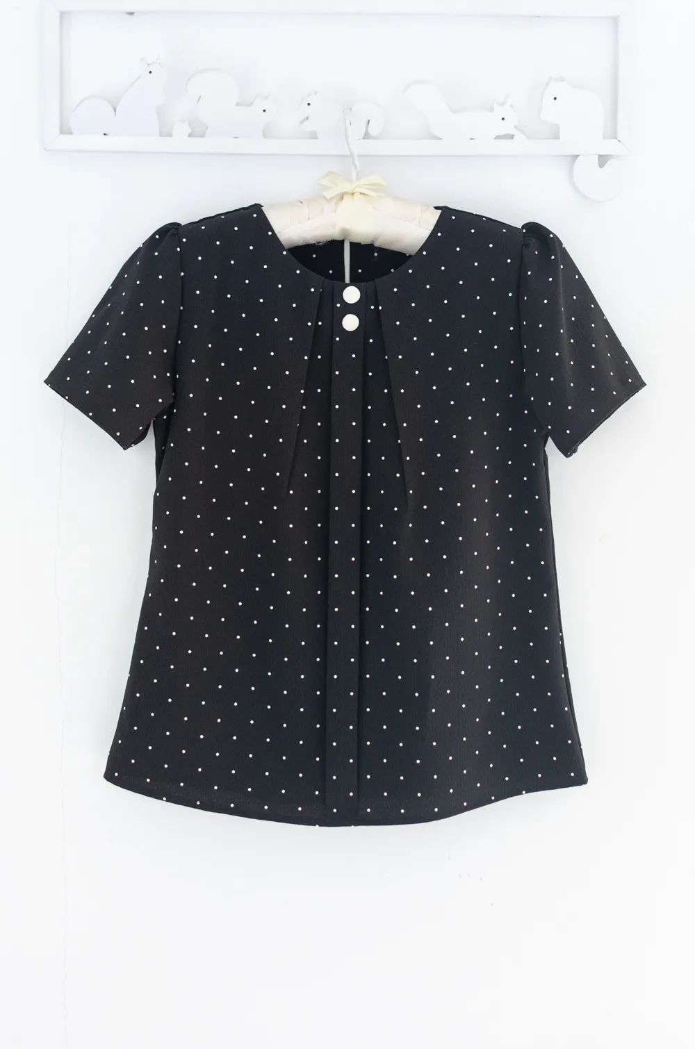 Alternative view of NT2328 Double Button Placket Blouse – Dot Black