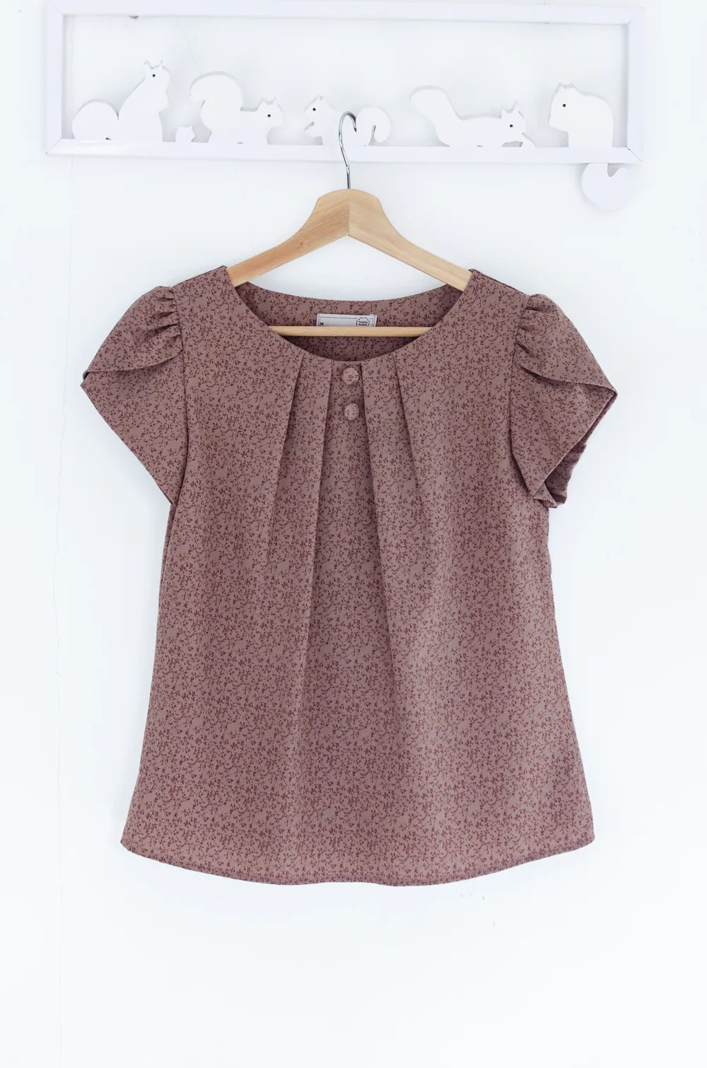 Alternative view of MT0503 Folded Neckline Ivy Blouse – Red Bean