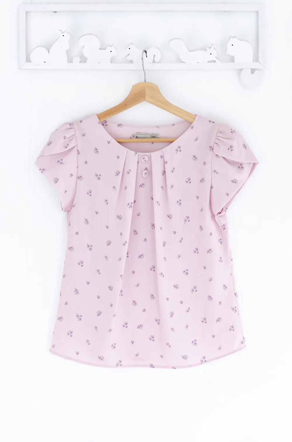 Alternative view of MT0503 Folded Neckline Crinkled Blouse – Lavender