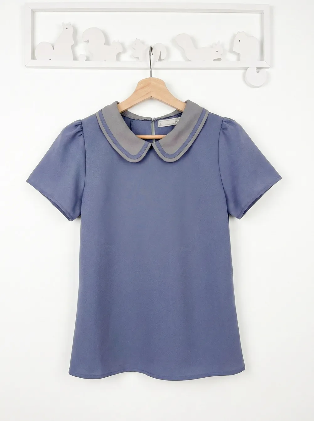Alternative view of MT4101 Trimmed Peter Pan Collar Blouse – Dark Violet