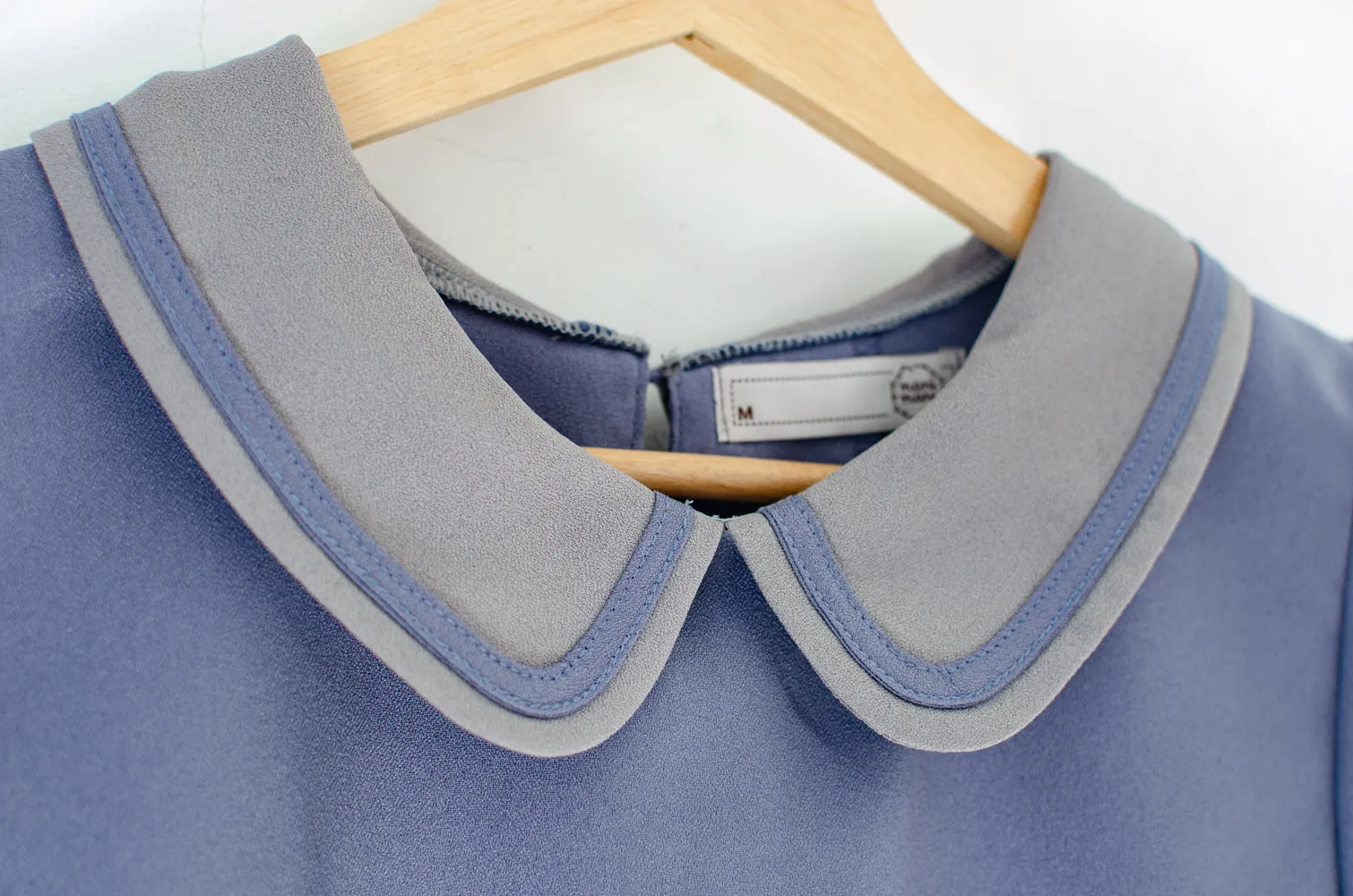 MT4101 Trimmed Peter Pan Collar Blouse – Dark Violet - Image 3