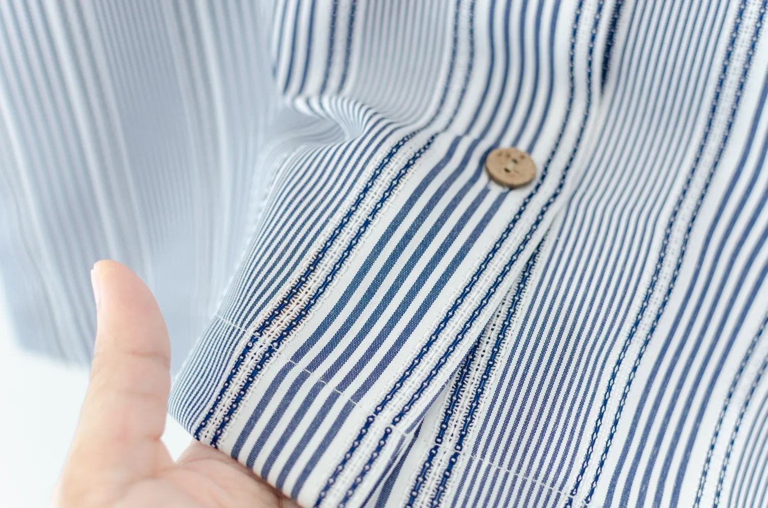 PT0245 Frill Peter Pan Collar Shirt – Blue Stripe - Image 4