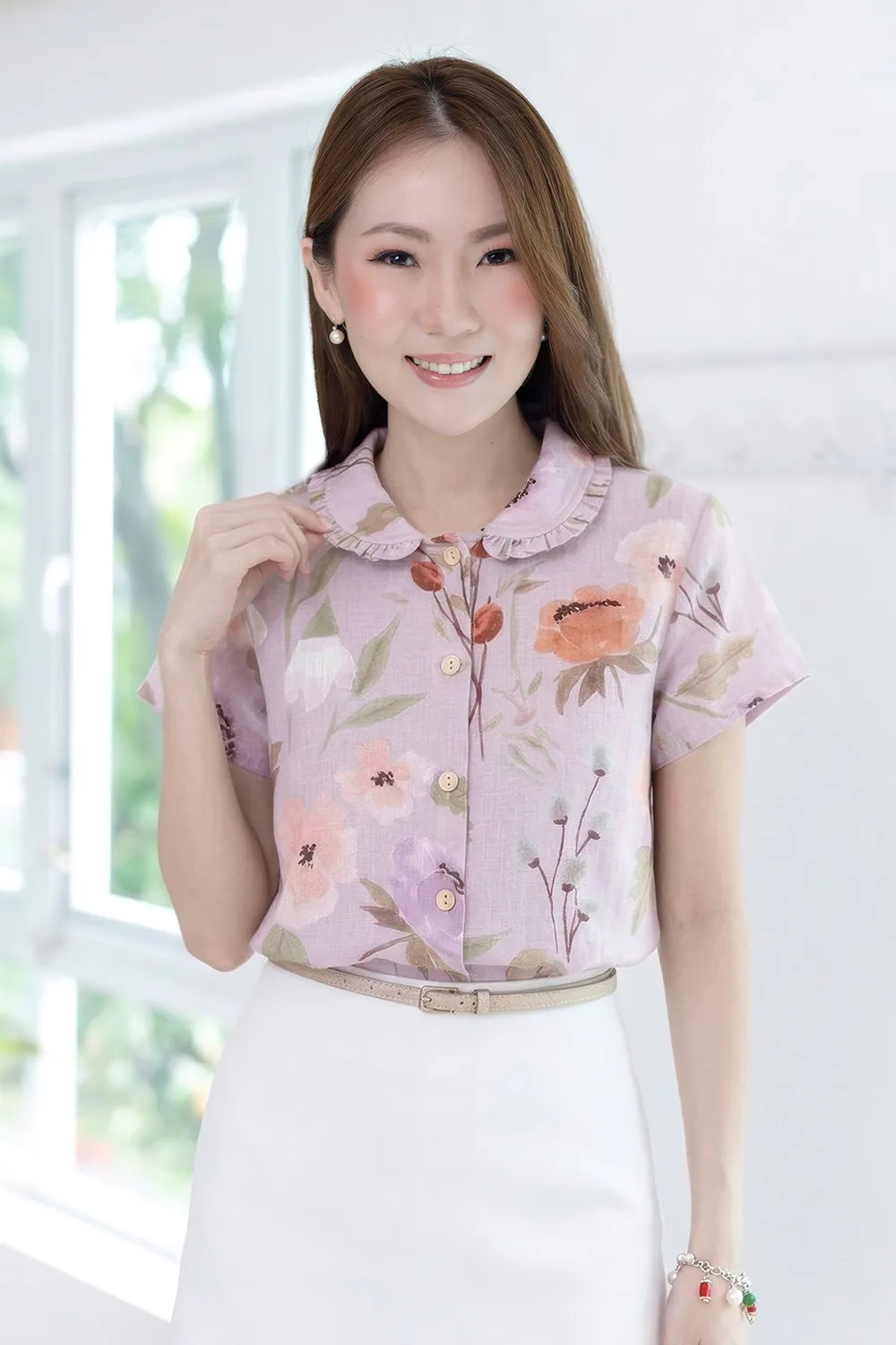 PT0245 Frill Peter Pan Collar Shirt – Lilac