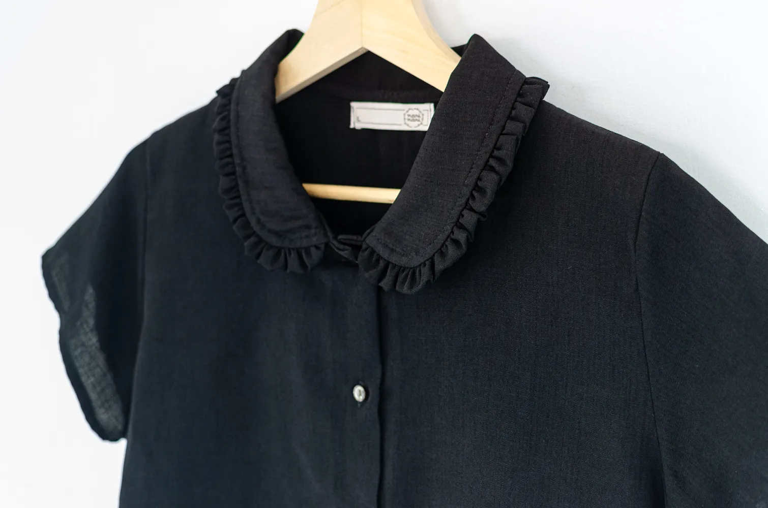 PT0245 Frill Peter Pan Collar Shirt – Black - Image 4