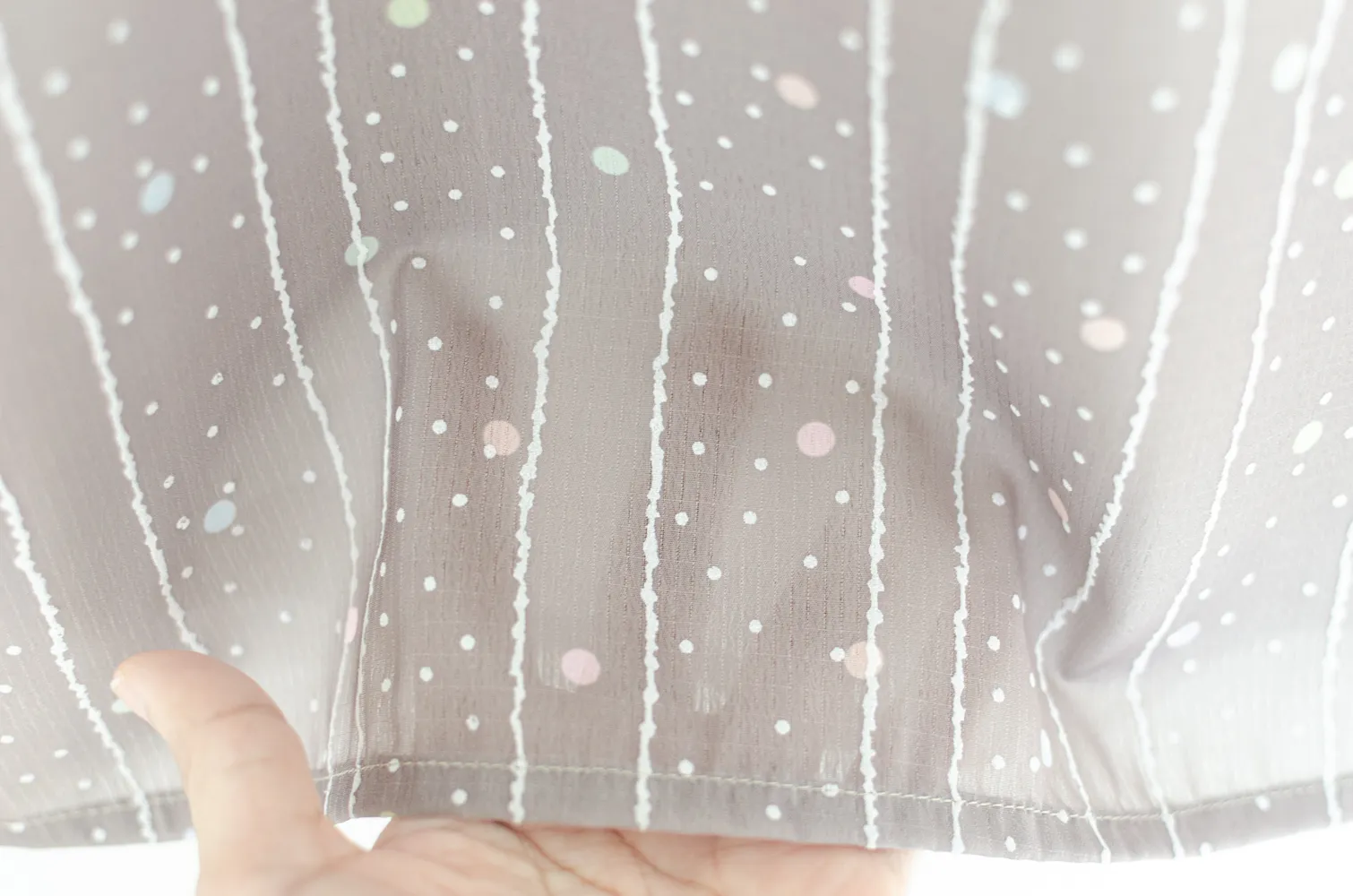 MT0101 Peter Pan Collar Dot Blouse – Gauzy Taupe - Image 5