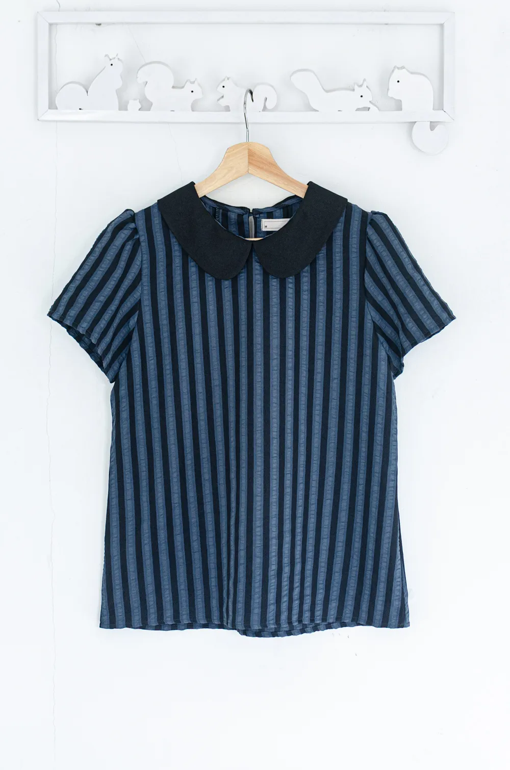 Alternative view of MT0101 Peter Pan Collar Stripe Blouse – Dark Navy