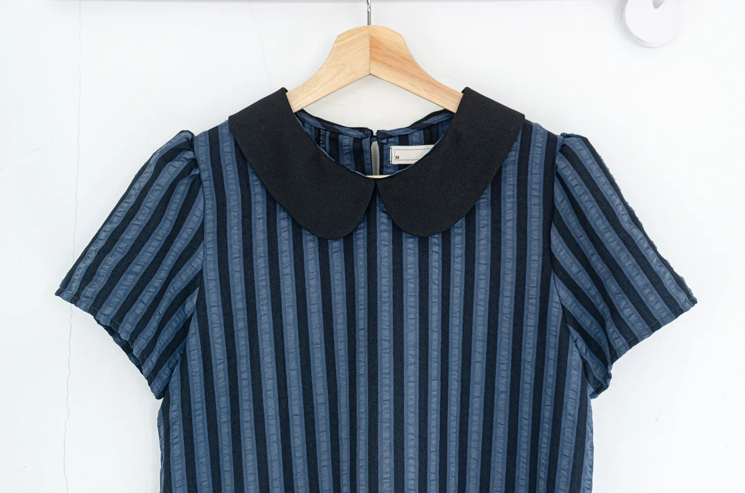 MT0101 Peter Pan Collar Stripe Blouse – Dark Navy - Image 3