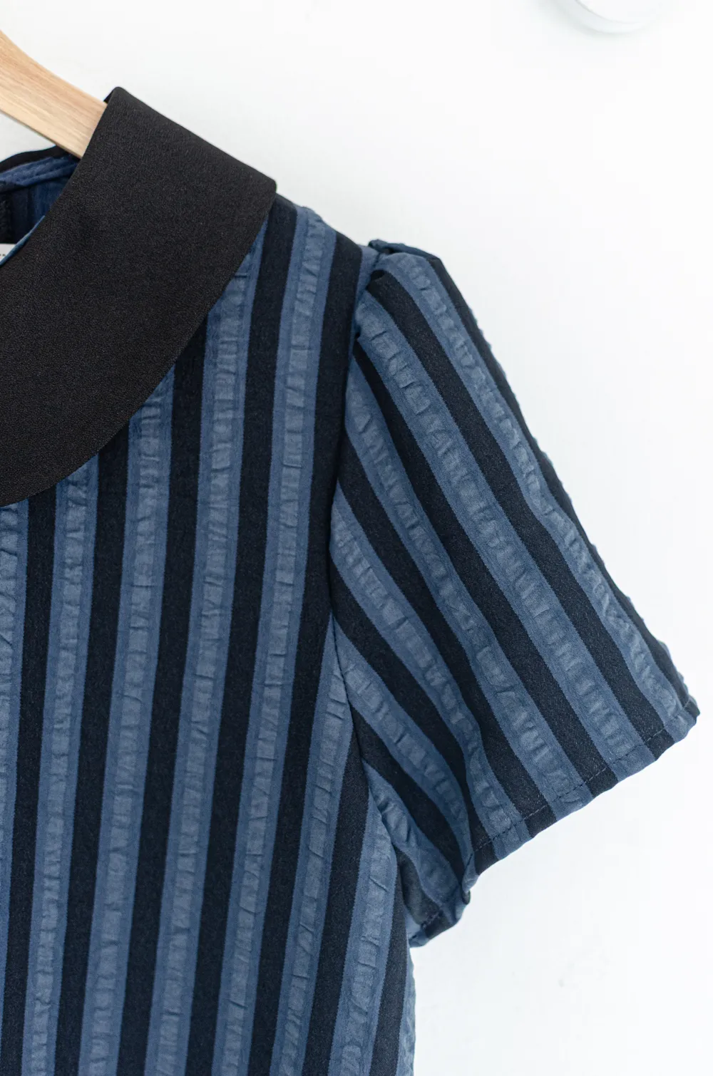 MT0101 Peter Pan Collar Stripe Blouse – Dark Navy - Image 4