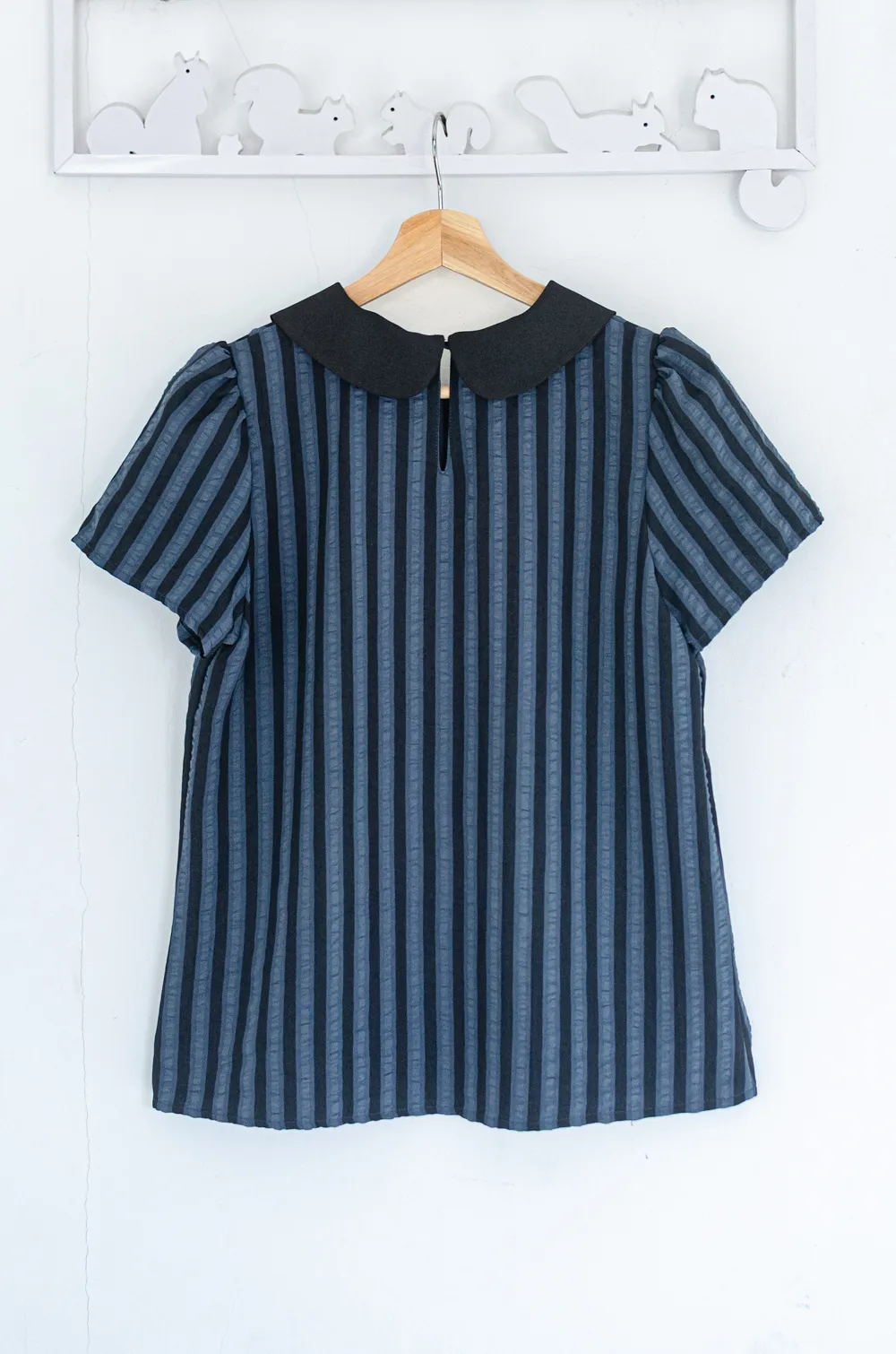 MT0101 Peter Pan Collar Stripe Blouse – Dark Navy - Image 6