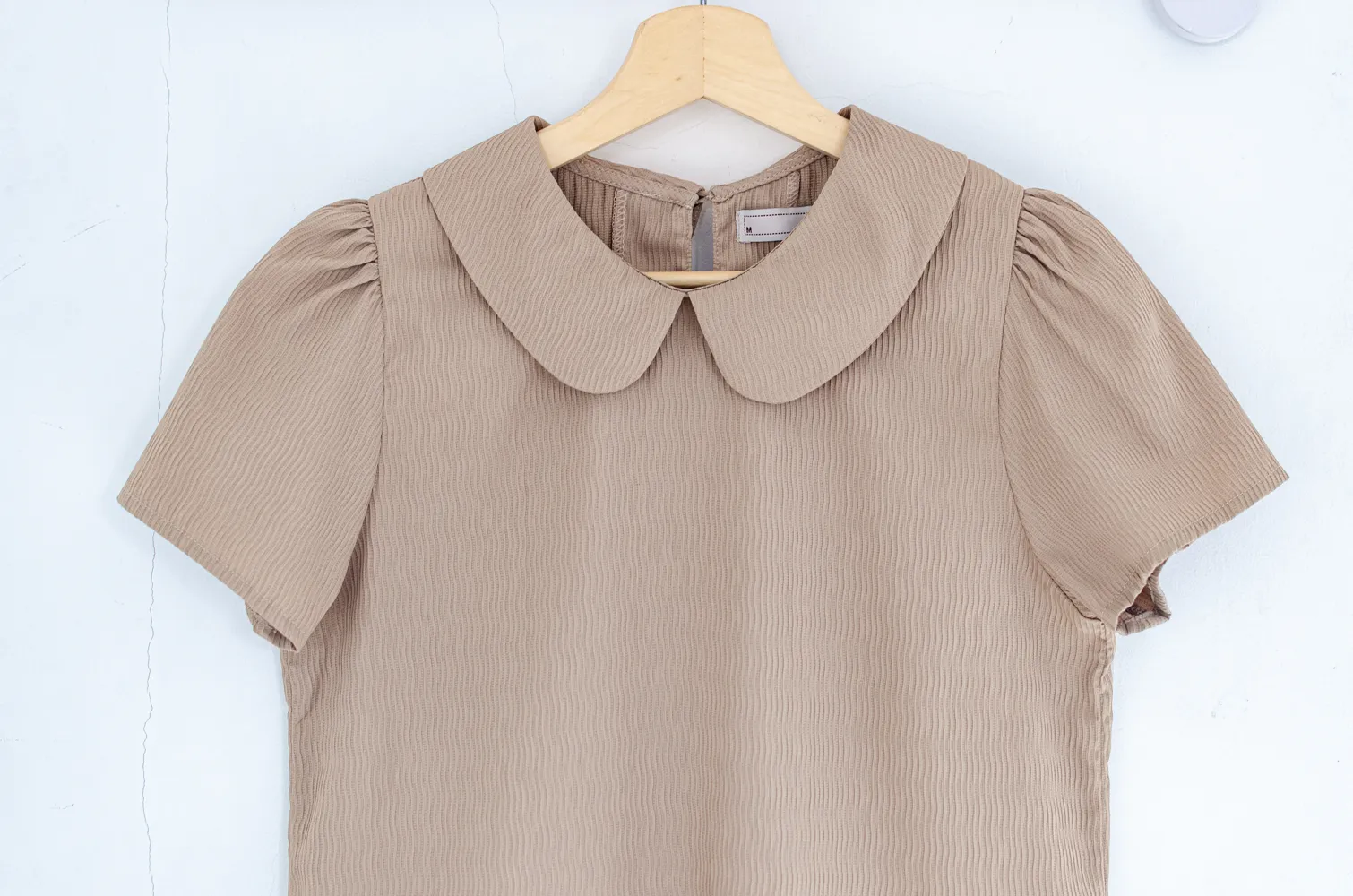 MT0101 Peter Pan Collar Ripla Blouse – Latte Brown - Image 3