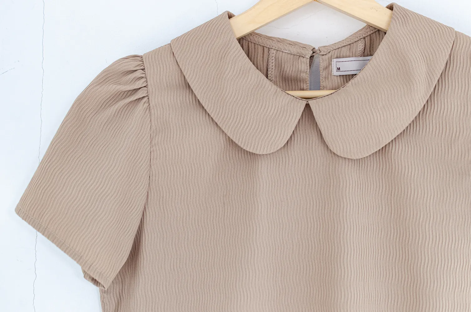 MT0101 Peter Pan Collar Ripla Blouse – Latte Brown - Image 4