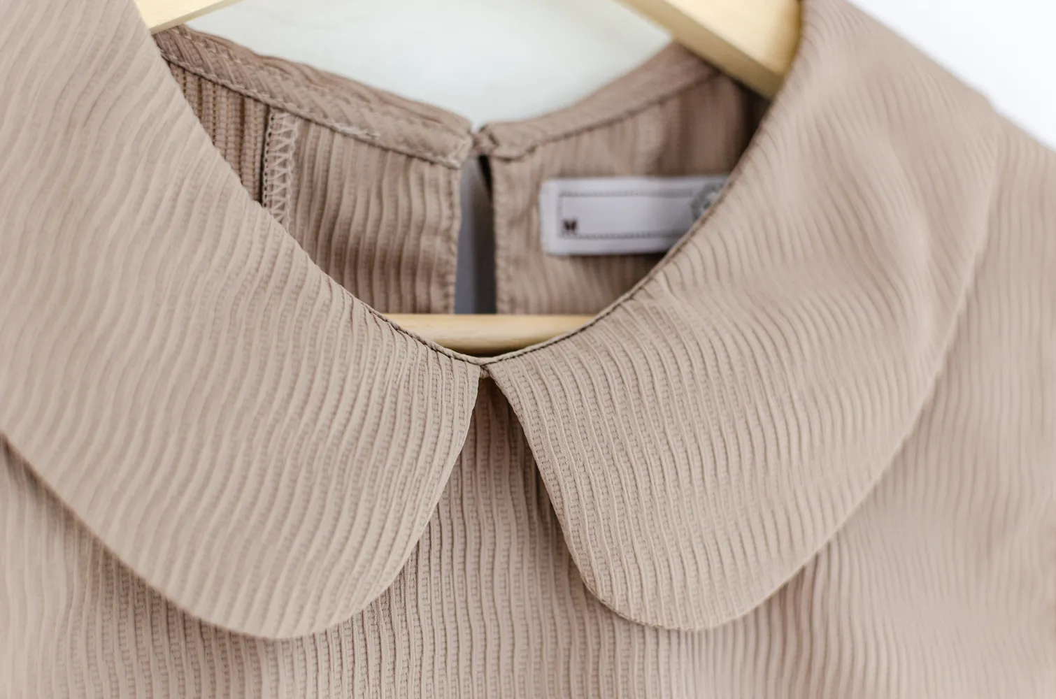 MT0101 Peter Pan Collar Ripla Blouse – Latte Brown - Image 5