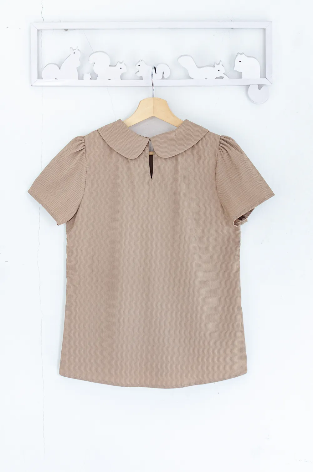 MT0101 Peter Pan Collar Ripla Blouse – Latte Brown - Image 7