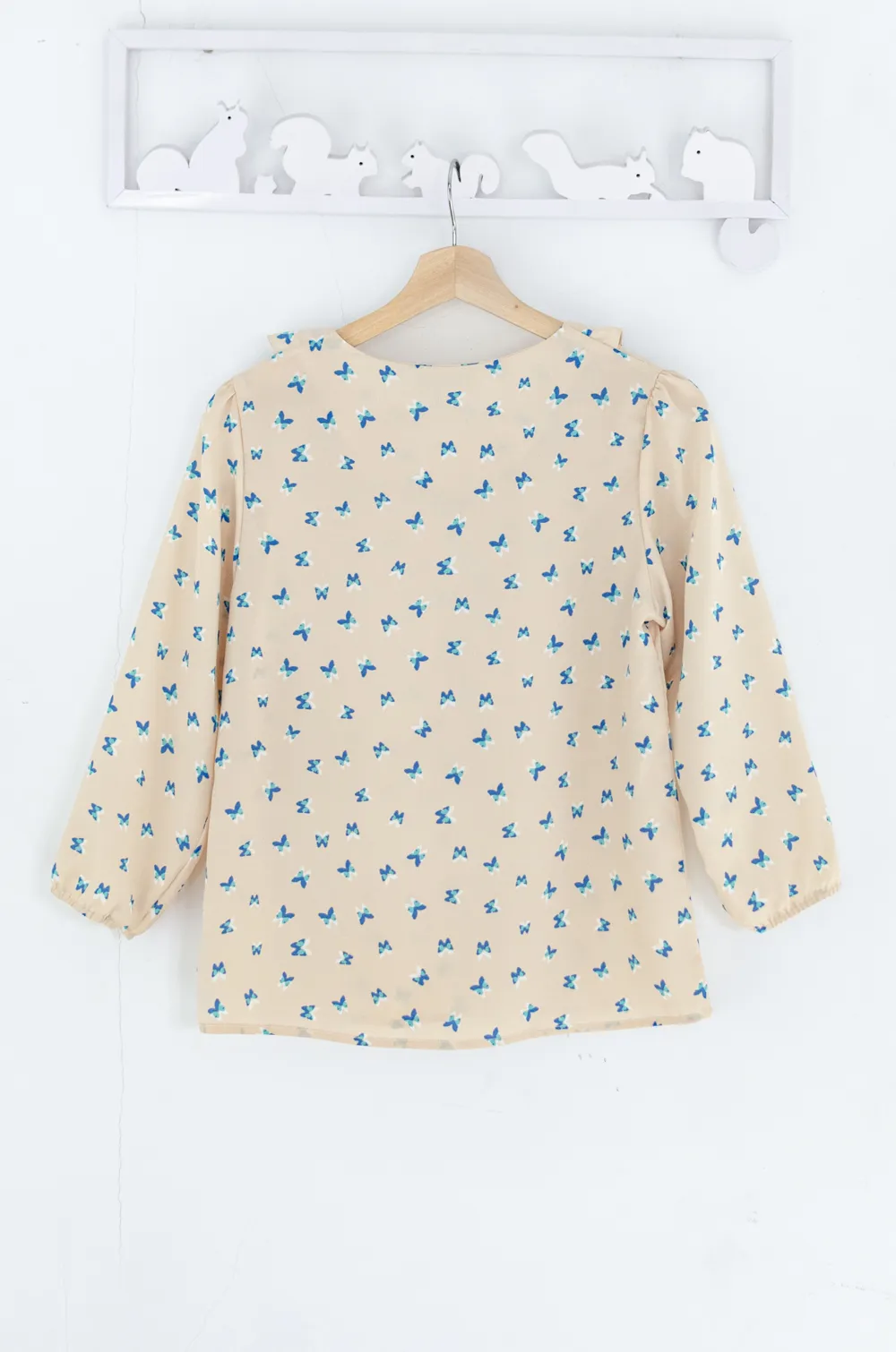 MT0955 Cascade Ruffle Butterfly Blouse – Cream - Image 6