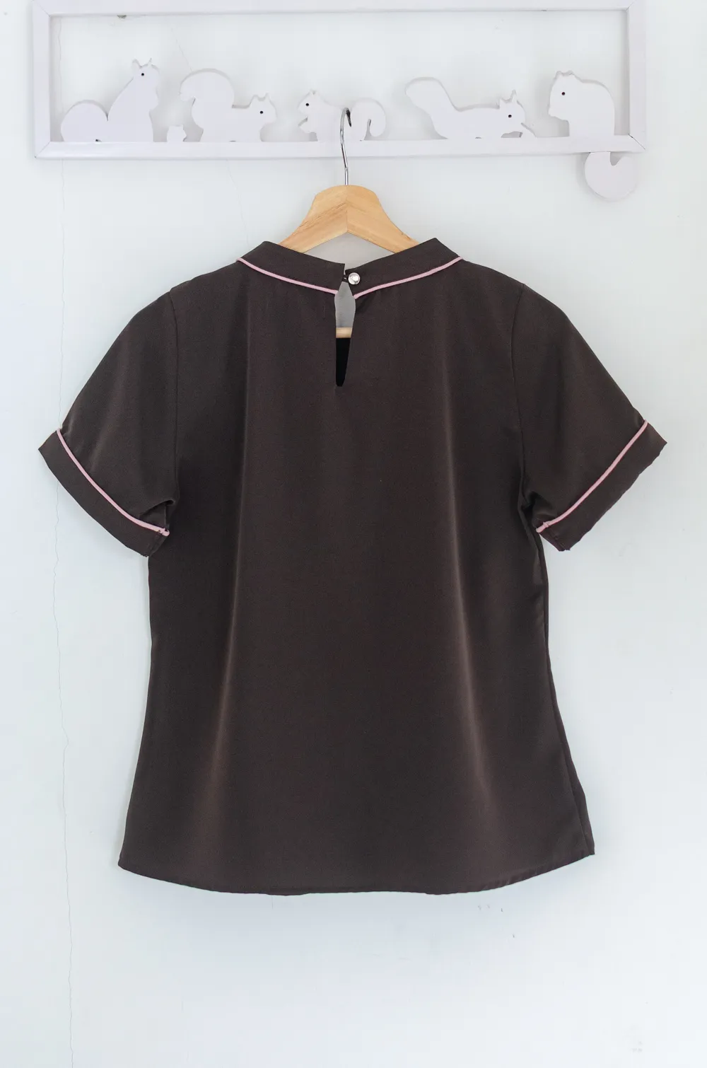 MT3417 Folded Front Sophie Blouse – Dark Brown - Image 6