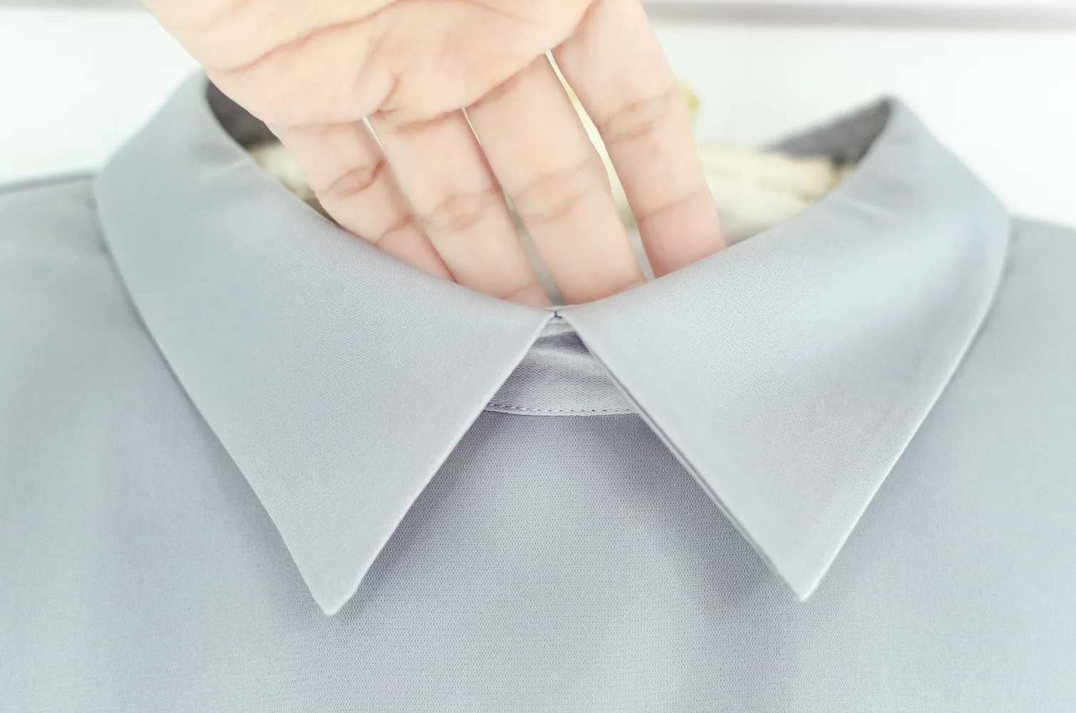 NT2524 Point Collar Blouse – Grey - Image 4
