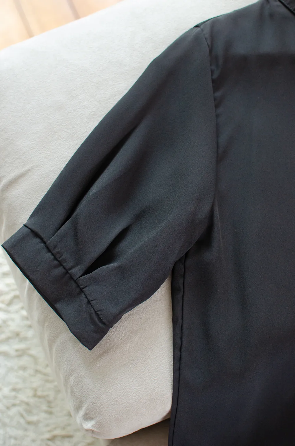 MN0520 Side Pleat Chiffon Blouse – Black - Image 5