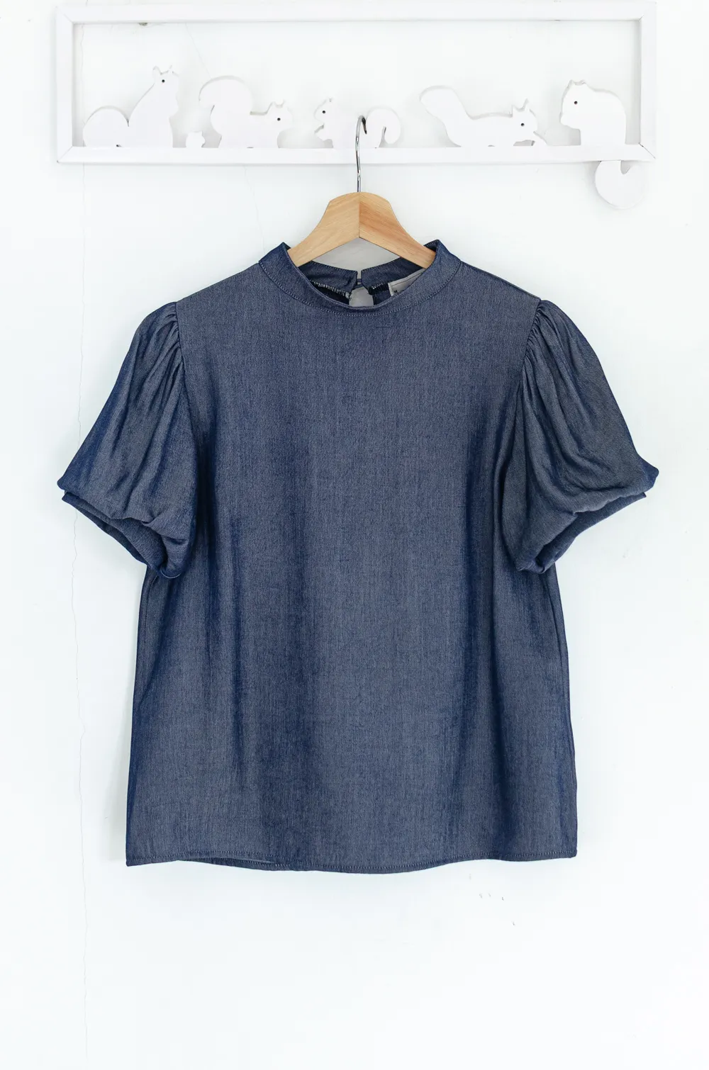 Alternative view of MT0707 Balloon Sleeve Soft Blouse – Dark Denim Blue