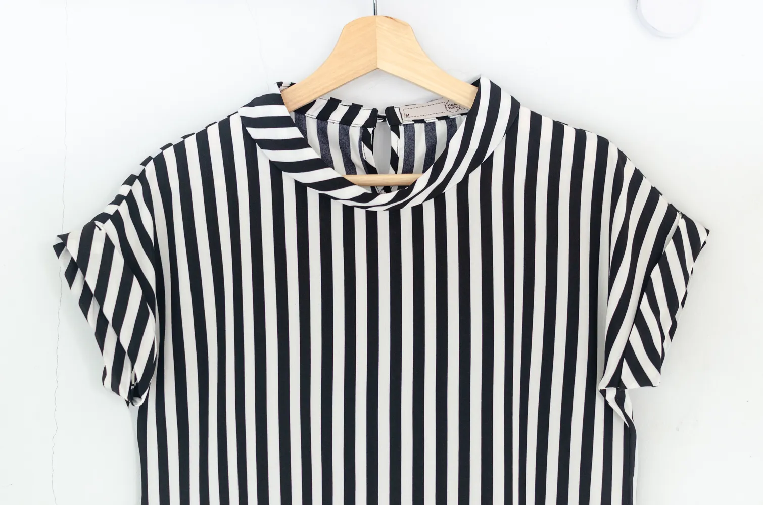MT2514 Folded Collar Stripe Blouse – BW - Image 3