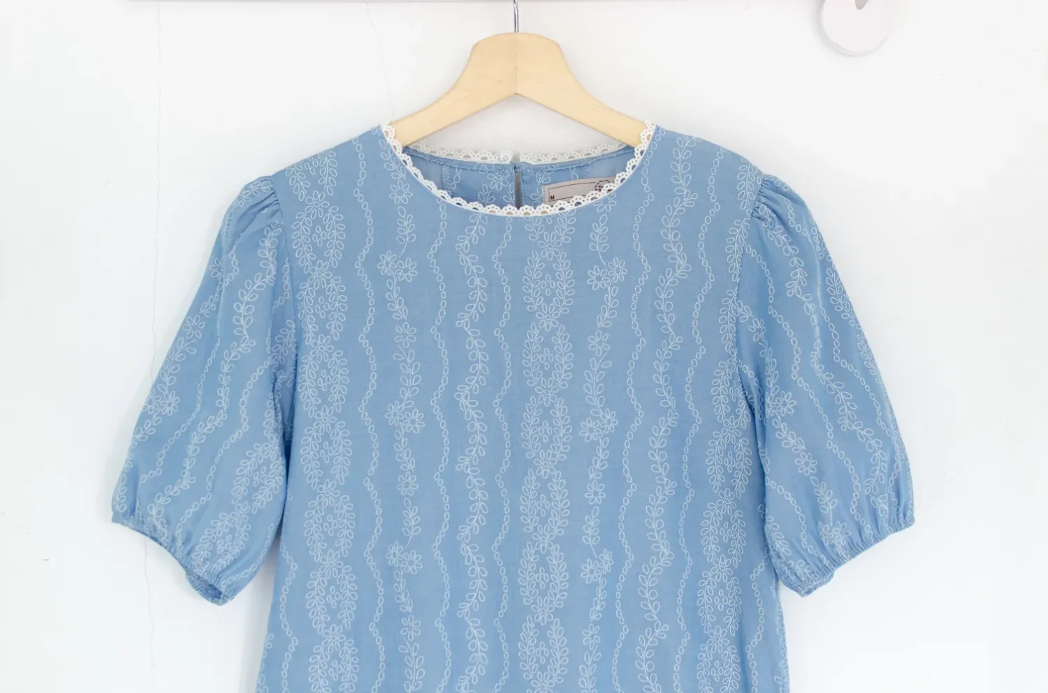 MT7750 Lace Trim Ivy Blouse – Blue - Image 3